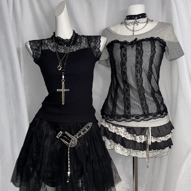Axes femme top+gothic sha skirt 공겜여주