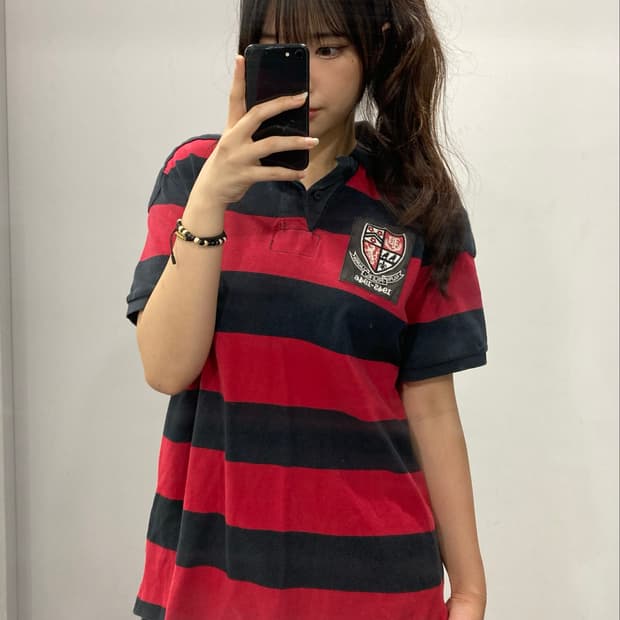 폴로 랄프로렌 럭비 스트라이프 카라 반팔 티셔츠