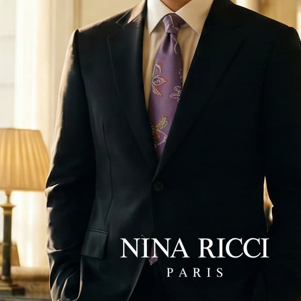 니나리치 실크 퍼플 플로럴 패턴 넥타이 9.8cm A+등급 A19247
