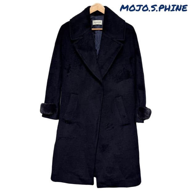 3720 모조에스핀 네이비 수리알파카 밍크 롱코트