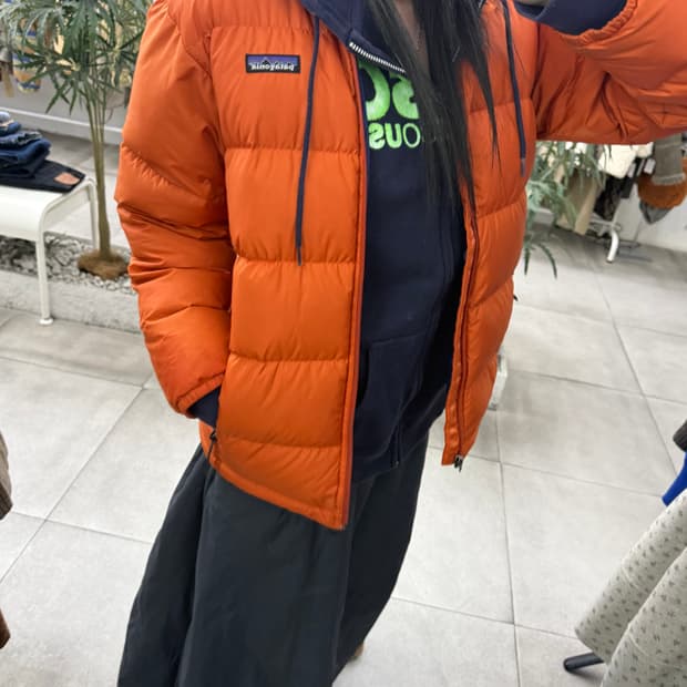 파타고니아 오렌지 구스다운 숏패딩 점퍼