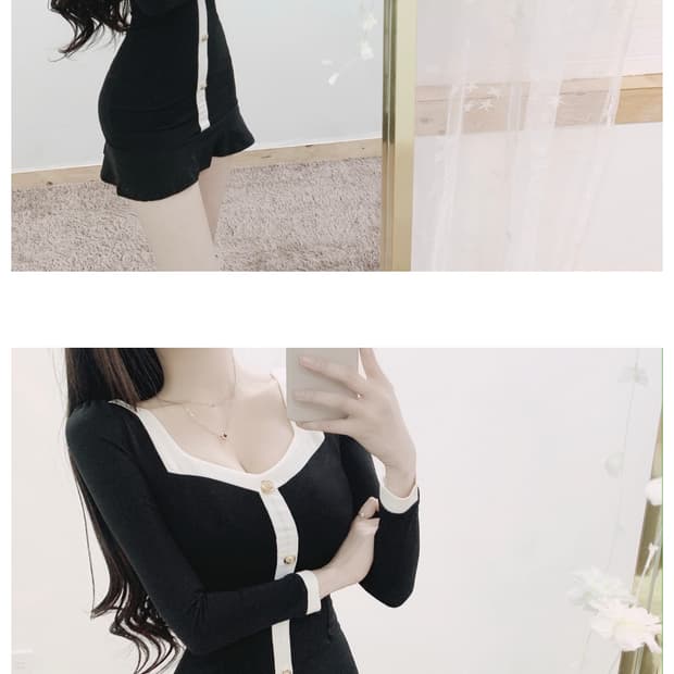 순느 글램 여신 데이트룩 배색 원피스
