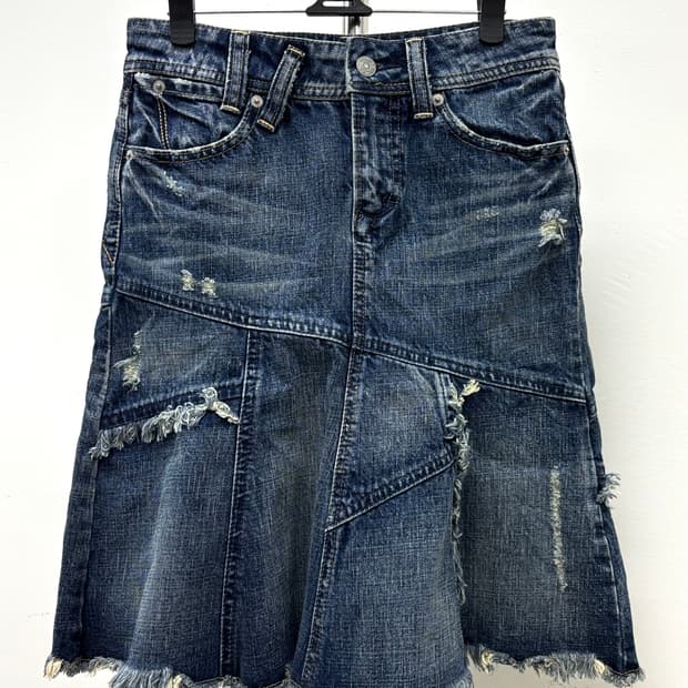 빈티지 데님 미디 스커트