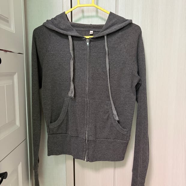 빈티지맛 차콜 딱붙 후드집업