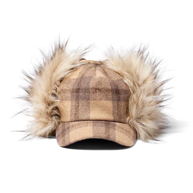  오픈와이와이 타탄 포우 퍼 이어플랩 캡 베이지 
