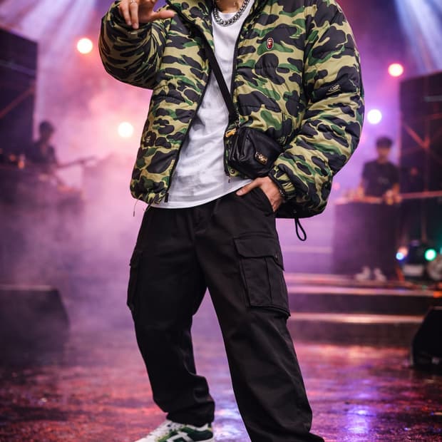 BAPE 베이프 1ST CAMO 리버서블 다운 패딩 자켓