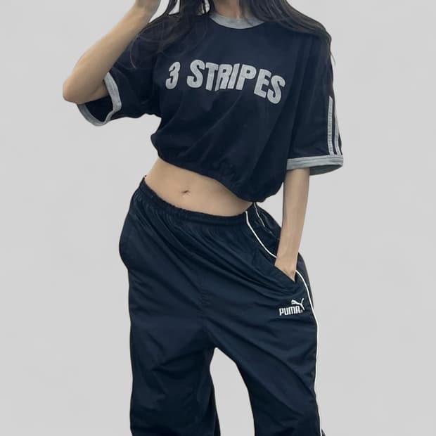 (WOMEN M)90'S 아디다스 크롭 반팔-Y282