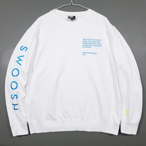 2XL) 나이키 NSW 더블 스우시 프렌치테리 화이트 맨투맨 스웻 110