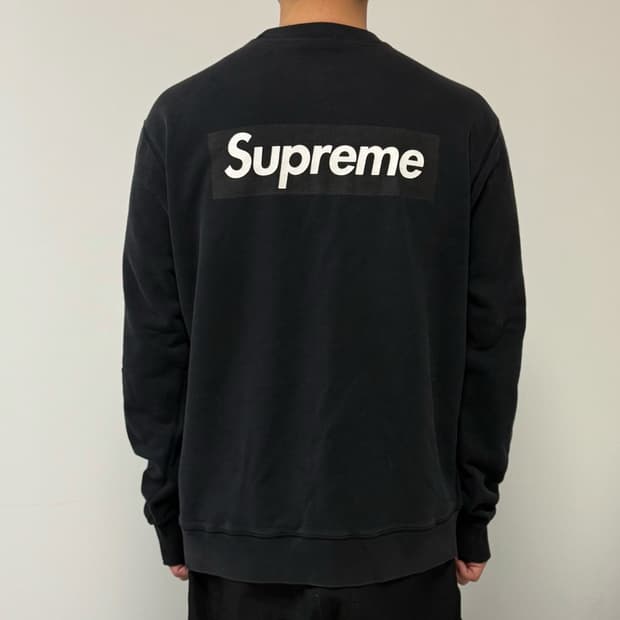 슈프림 08SS 월드 페이머스 백 박스로고 크루넥 블랙