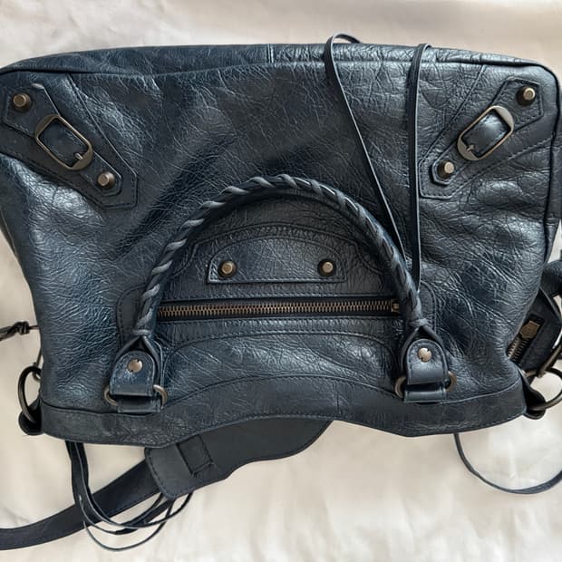 정품 발렌시아가 시티백모터백M 네이비