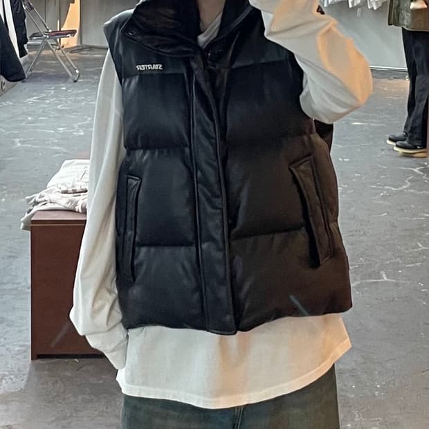 스타터 레더 다운 베스트 H1446