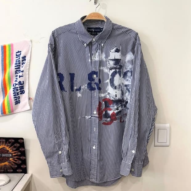 150. 폴로 페인팅 오버핏 스트라이프 셔츠