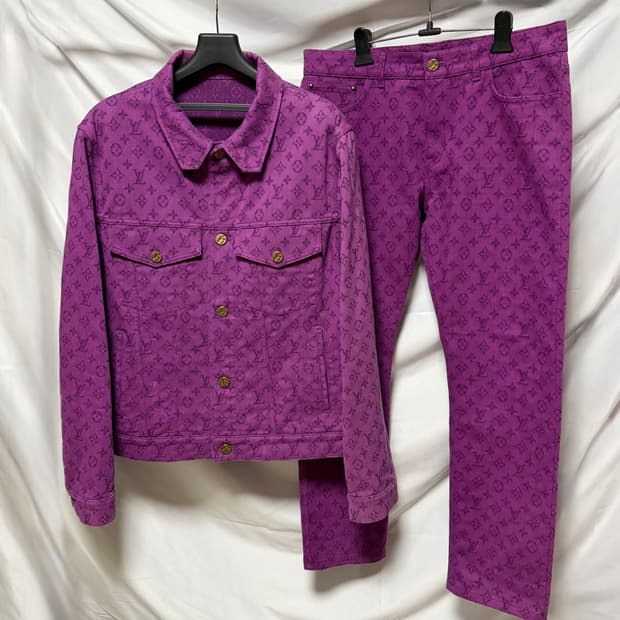 [S+급/정품] 루이비통 모노그램 데님 자켓 팬츠 셋업 퍼플