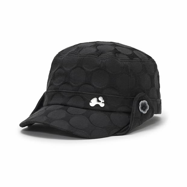 Lace button flap cap (Black)