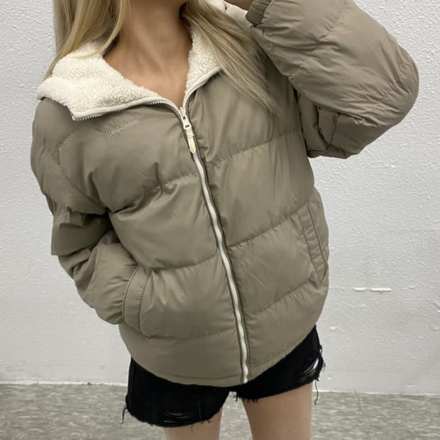 몽벨 아이보리 뽀글이 리버시블 패딩 L