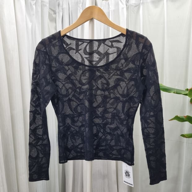 일본 빈티지 알파벳 시스루 긴팔 티셔츠 1956