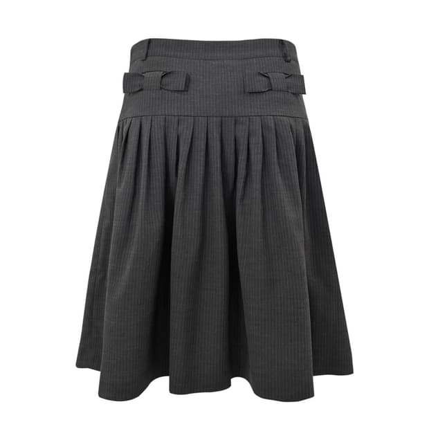 체메씨 보우 턱 미디 스커트 차콜