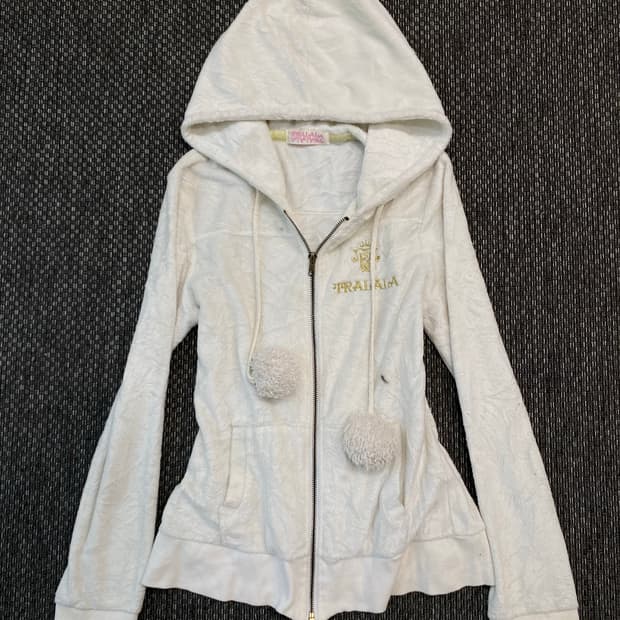 [Tralala]Gal Mood White Hoodie Zip Up