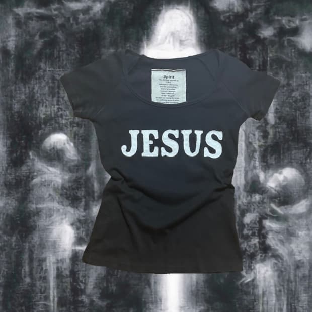 00’s vibe embroidered JESUS tshirt