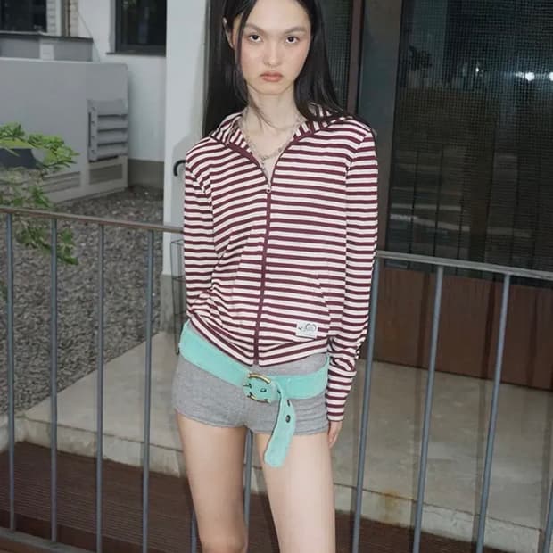 스컬프터Light Weight Striped Jersey Burgundy
