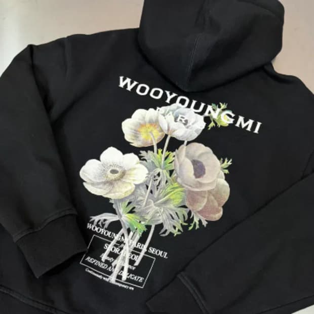 [정품]우영미 플라워 백아트웍 후드티 블랙M