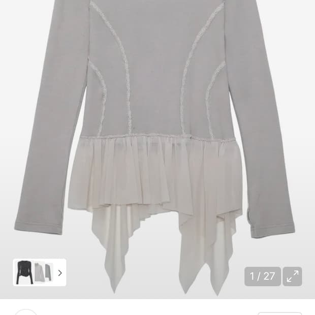 Layered Lace Frill Long Sleeve(Gray)