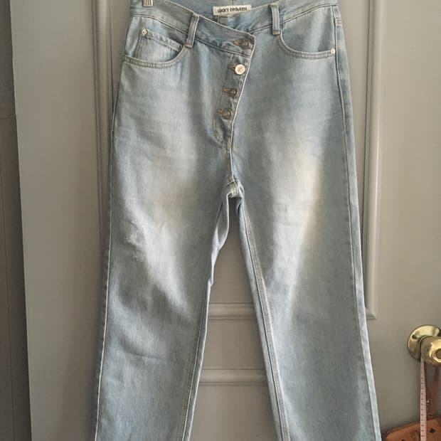 럭키슈에뜨 레터링 데님 팬츠 36