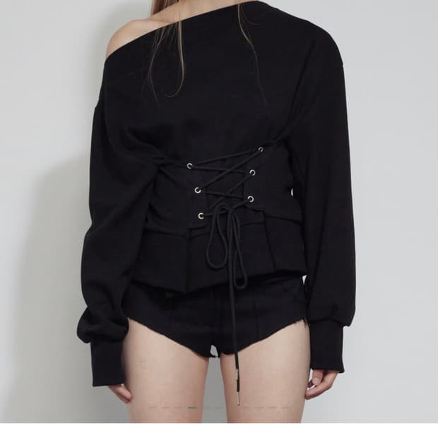 CORSET SWEATSHIRT, BLACK