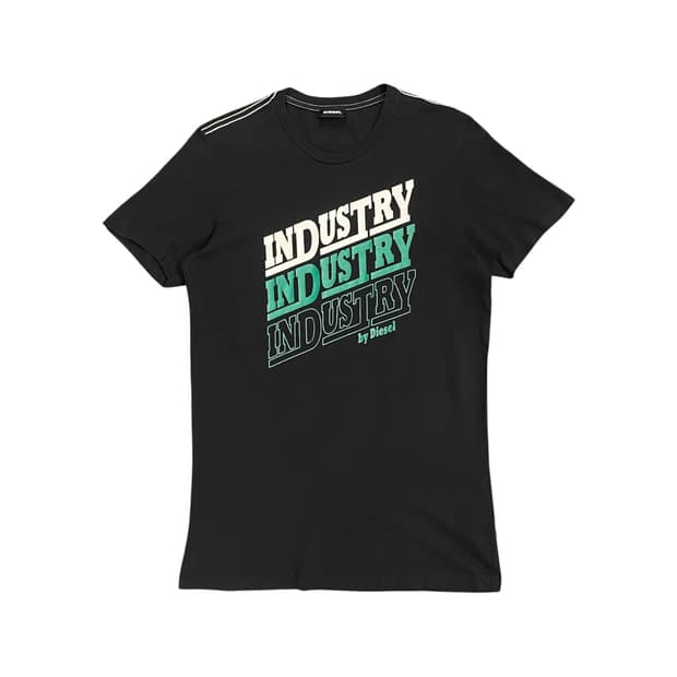 Diesel industry 그래픽 화이트 스티치 반팔 티셔츠