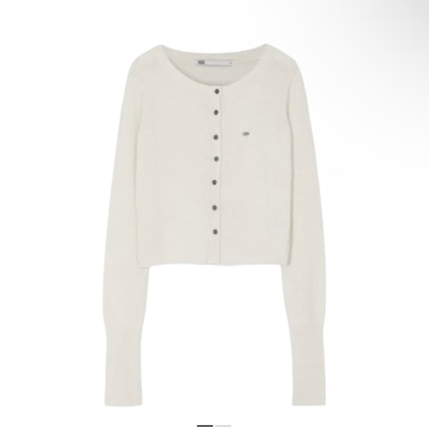 보헴서) 헤어리 라운드 넥 니트 가디건 (ivory)