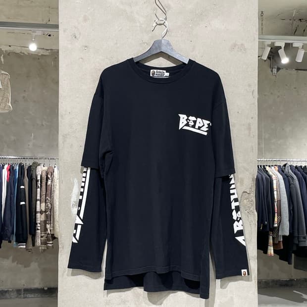 베이프 17F/W 블랙 빅 사루 레이어드 롱 슬리브