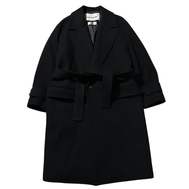 앤더슨벨 캐시미어 블렌드 마티아 밀리터리 로브 코트 블랙