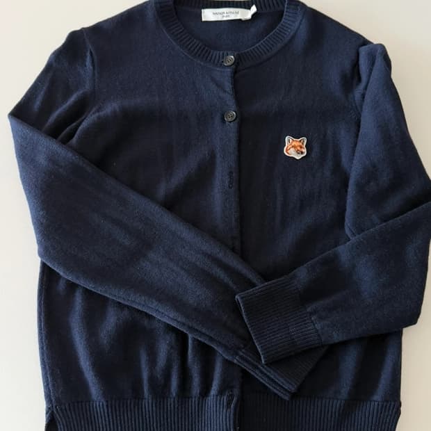 메종키츠네 폭스헤드 가디건 네이비 s
