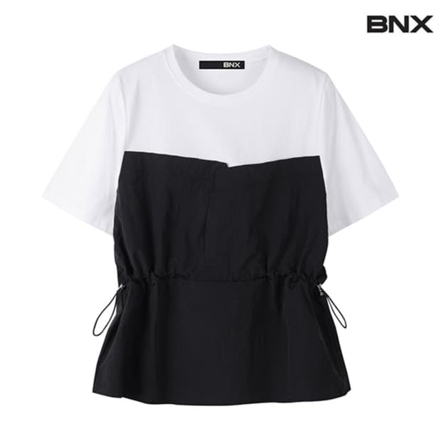bnx 배색 스트링 반팔티셔츠
