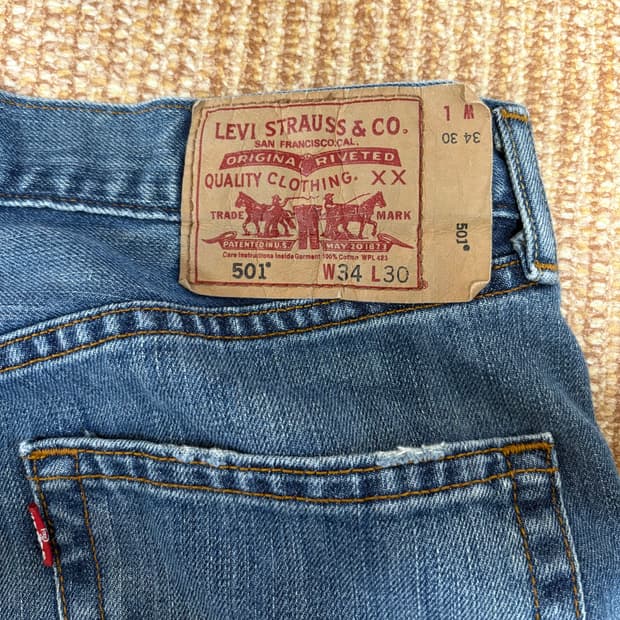 리바이스 501 청바지 W34 L30