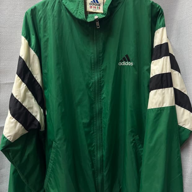 90's아디다스 로고 트라이프 디테일 올드스쿨 바람막이 2XL