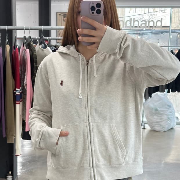 폴로랄프로렌 오트밀 후드집업