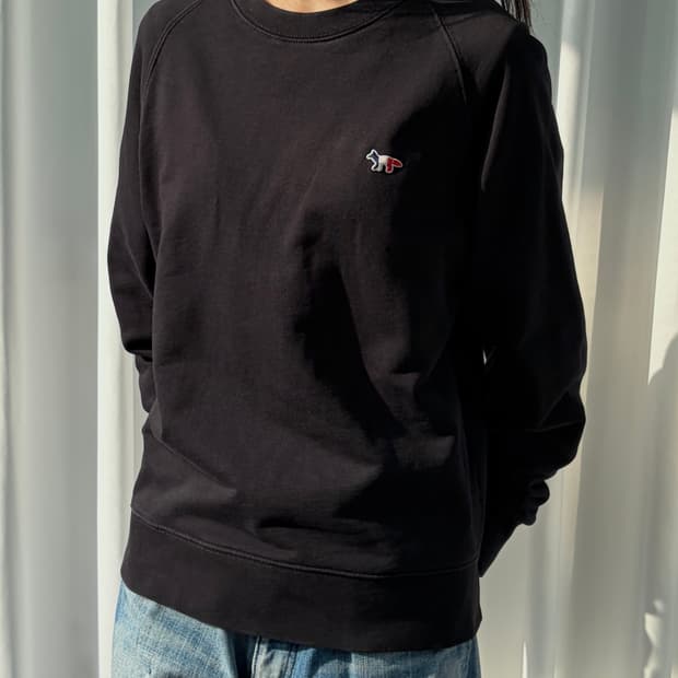 [L]메종 키츠네 트리컬러 폭스 패치 맨투맨 black