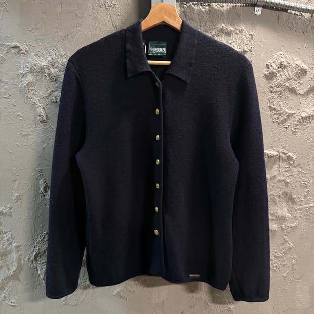 M 가이거 GEIGER 카라 니트 가디건 네이비