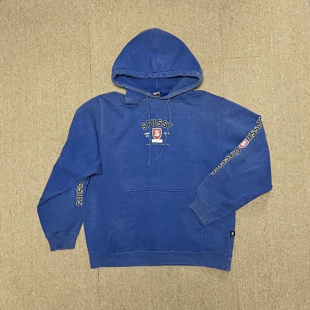 90s 올드 스투시빈티지 페이딩 기모 스웻 후드