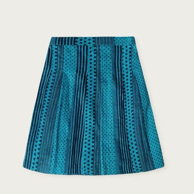 페스토 스트라이프 도트 플리츠 스커트 다크마린