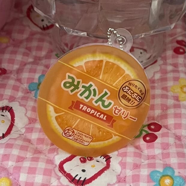 오렌지 푸딩 가챠 스퀴시 일본 젤리 음식 키링 스트랩 디저트 가챠
