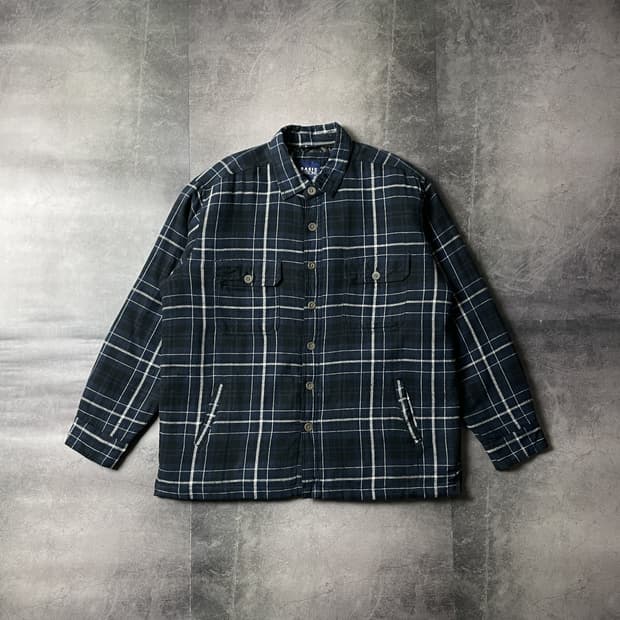 BASIC EDITIONS 빈티지 네이비 체크 퀄팅 셔츠자켓 A00452