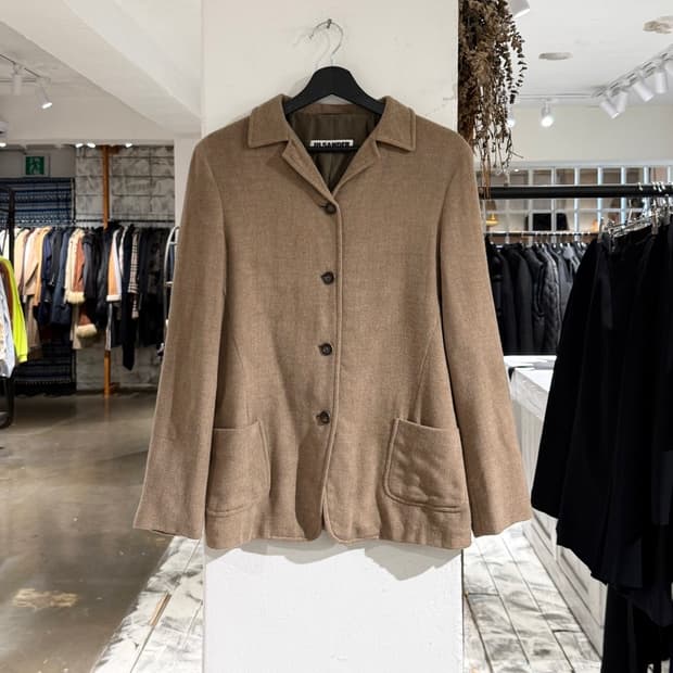 질샌더 브라운 캐시미어 투 포켓 블레이저 자켓