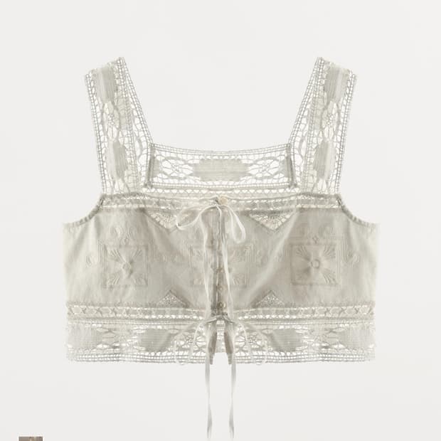자라 자수레이스 크로쉐 탑 M size 6895 105 250