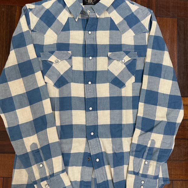 rrl 플래드 트윌 웨스턴 셔츠 L