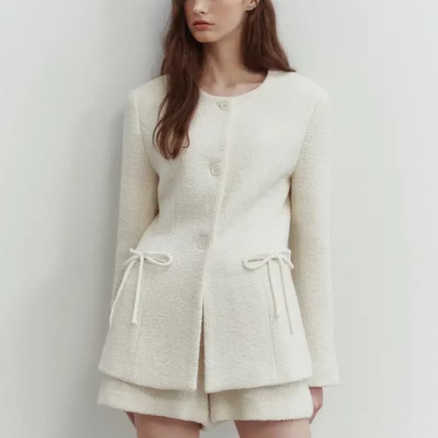 더티스 리본 포켓 트위드 자켓 아이보리