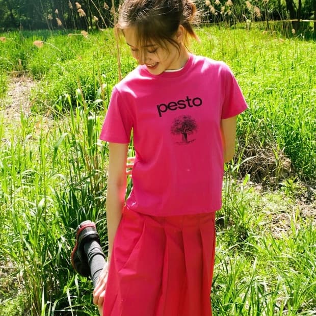 pesto 플리츠 미디 스커트