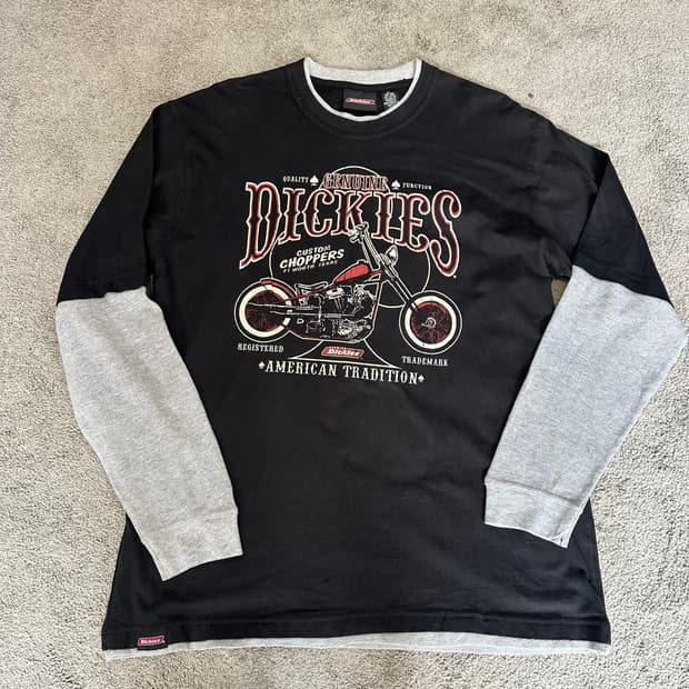 디키즈 바이커 그래픽 레이어드 링거 티셔츠XL