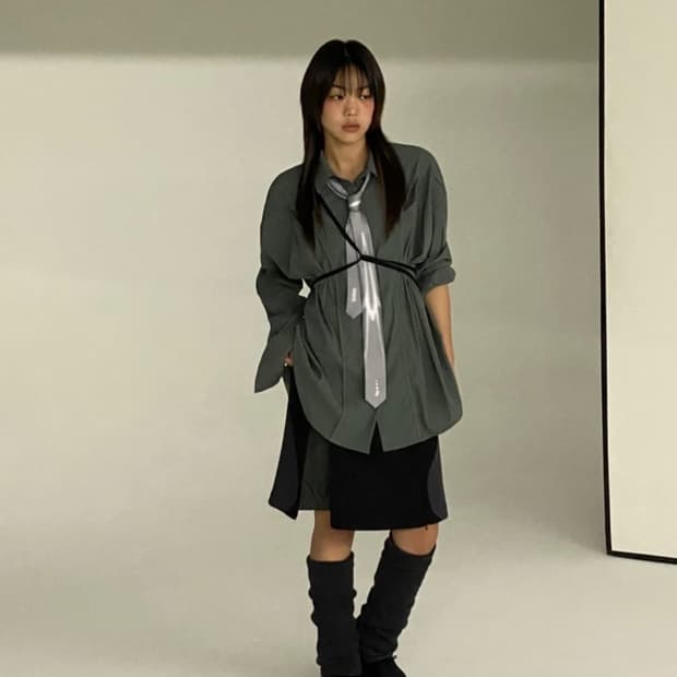 오호스 나일론 셔츠&넥타이 세트